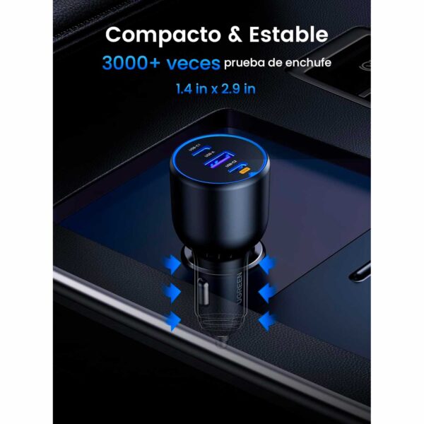 Cargador Para Auto Ugreen 130W 2 USB-C 1 USB-A EC705 35025 - Imagen 4
