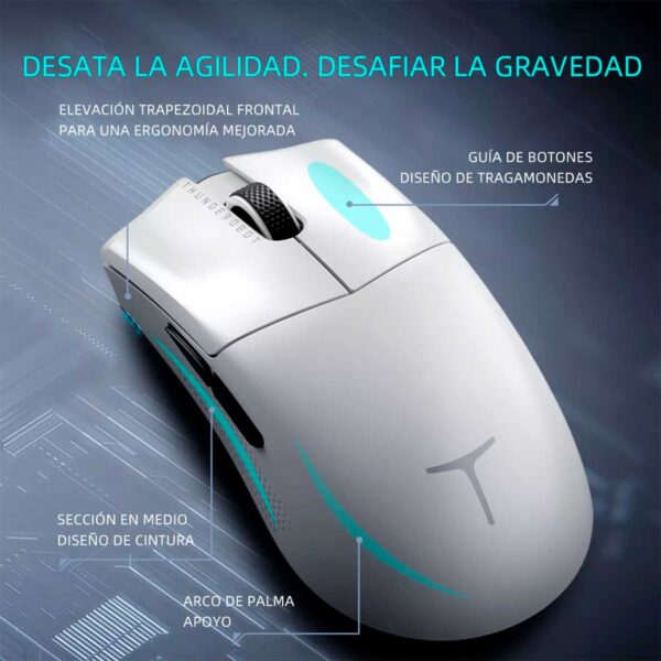 Mouse Gamer Thunderobot ML903 Mini Inalambrico BT/Nearlink 30k DPI Blanco - Imagen 4