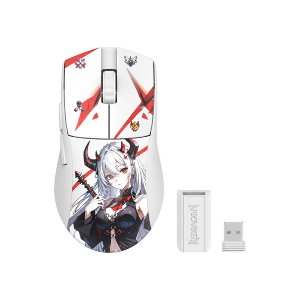 Mouse Gamer Redragon K1Ng Pro (1K Hz) Wireless Anime White