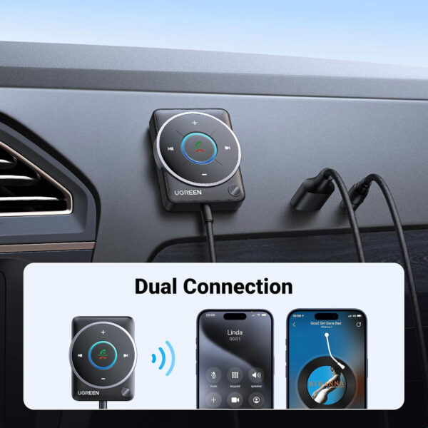Adaptador Bluetooth 5.4 para Automovil con Cancelacion De Ruido Ugreen 35002 - Imagen 3