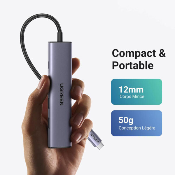 Hub Ugreen 5 en 1 USB-C a HDMI/USB PD 100W CM136-70495 - Imagen 5
