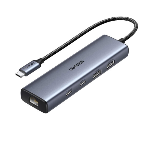 Hub Ugreen USB-C 6 Puertos 2 USB-C 2 USB-A RJ45 45320 Gris
