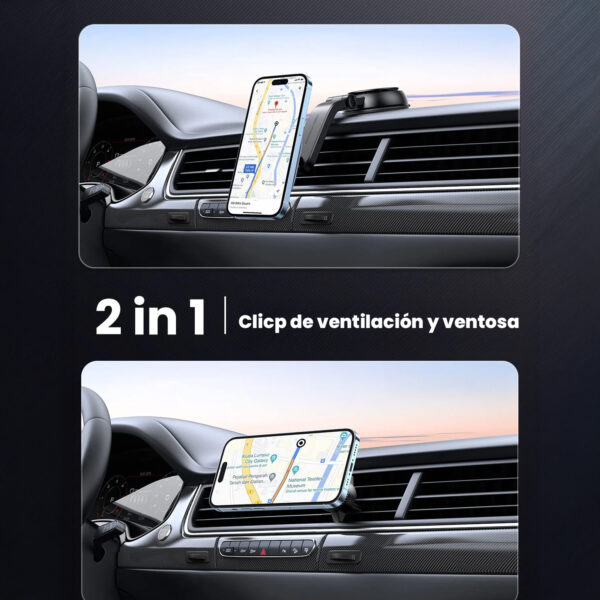 Cargador Magnetico para Carro Ugreen iPhone 15 Magsafe Soporte Giro CD345 25925 Negro - Imagen 3