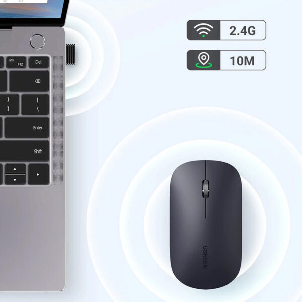 Mouse Inalambrico Ugreen Silent 2.4GHz 4000 dpi 90372 Negro - Imagen 3