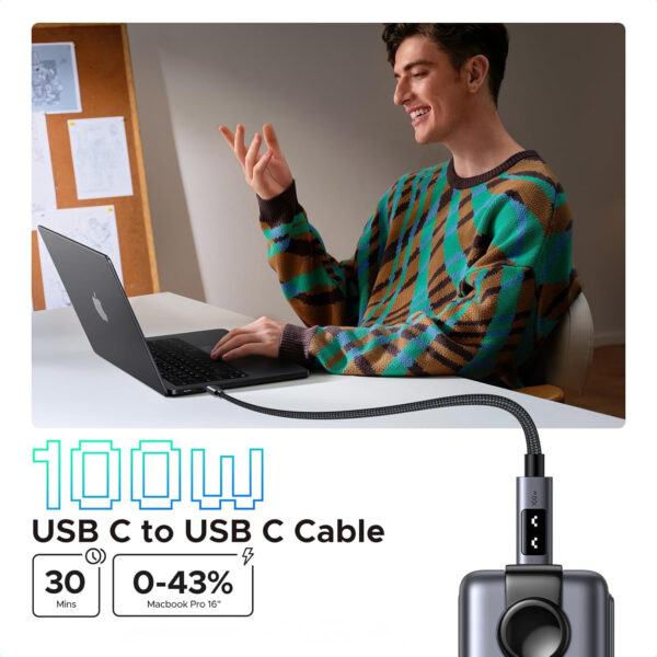 Cable Ugreen USB-C a USB-C 3m Carga Rapida 100w L509 35513 Negro - Imagen 2