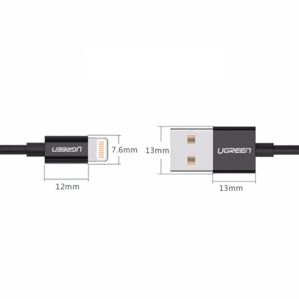 Cable Ugreen Lightning a USB 2.0 1m US155 80822 Negro - Imagen 3