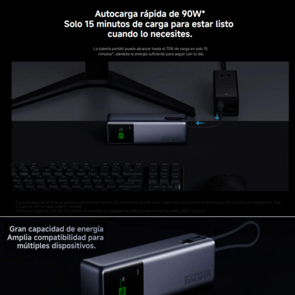 Powerbank Xiaomi 10000mAh USB-C 165W PB1165M Gris - Imagen 4
