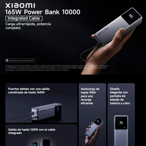Powerbank Xiaomi 10000mAh USB-C 165W PB1165M Gris - Imagen 5