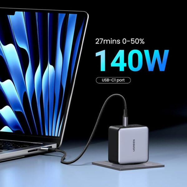 Cargador Ugreen Pro 160W 4 Puertos 3*USB-C 1*USB-A X736-25876 Gris - Imagen 2