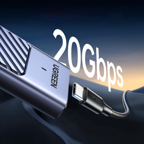 Case Ugreen Para SSD M.2 NVME/SATA 20GBS USB-C CM777 25665 Gris - Imagen 2