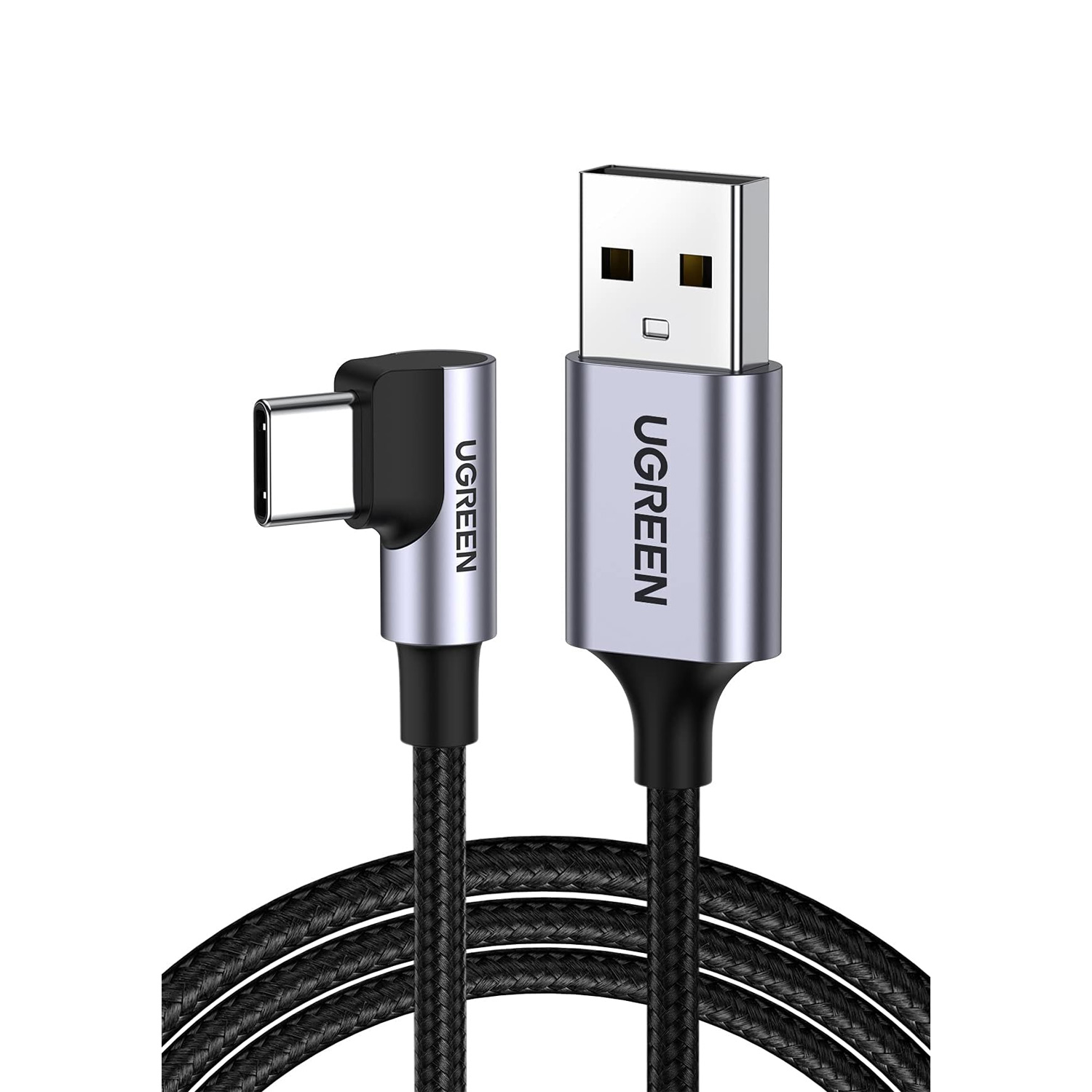 Cable Ugreen 1m USB-C angulo 90° 18W Carga Rapida 3A US284 50941 Negro