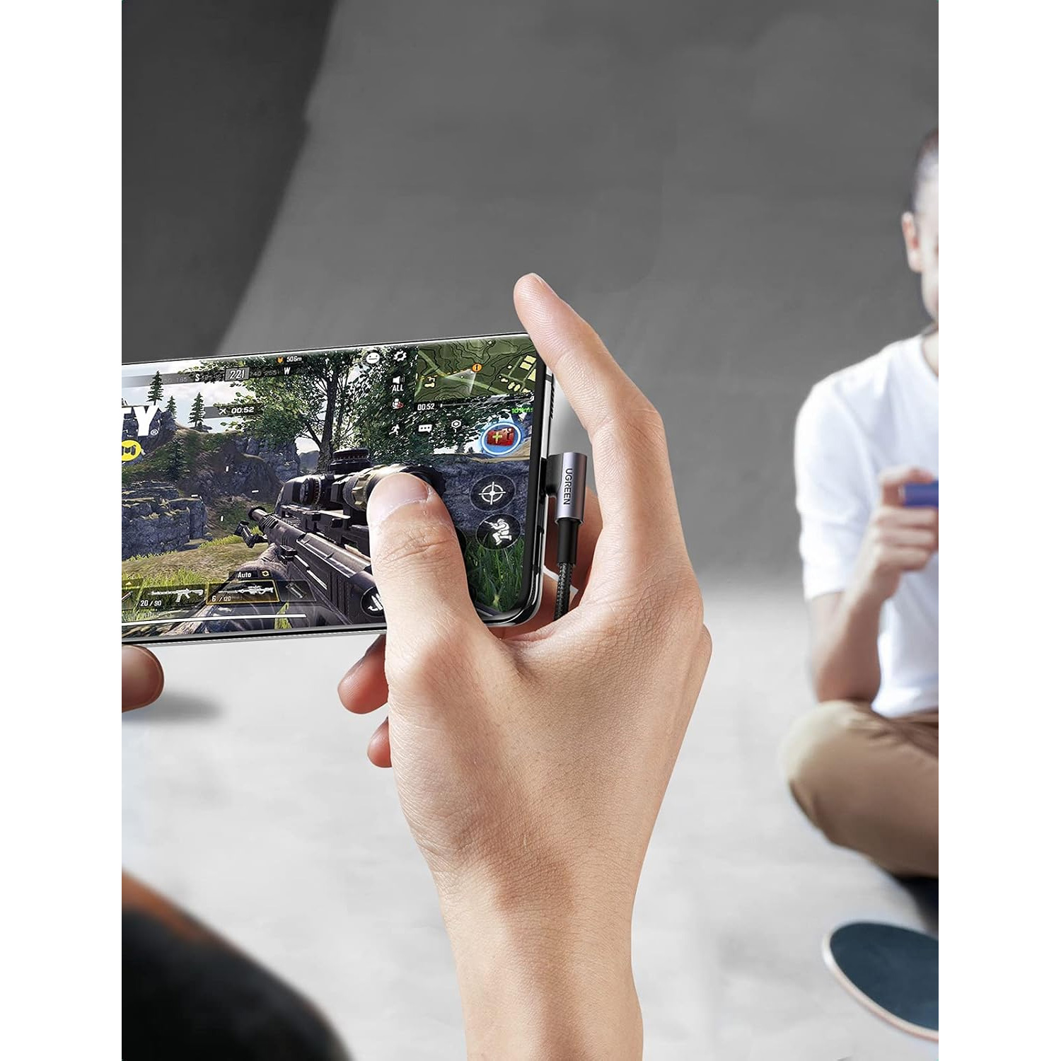 Cable Ugreen 1m USB-C angulo 90° 18W Carga Rapida 3A US284 50941 Negro - Imagen 2