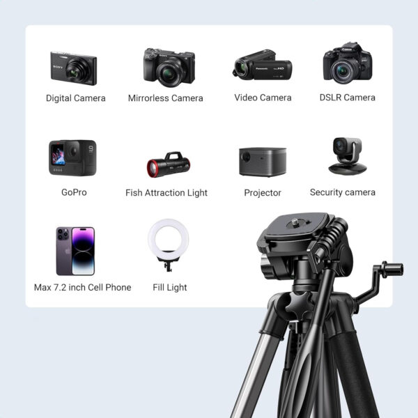 Tripode Profesional Ugreen para Telefono y Camara Nikon LP661 15187 Negro - Imagen 5