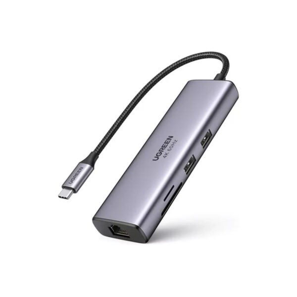 Hub Ugreen 7 en 1 USB-C Dual HDMI 4K@60Hz 100W PD 4x USB-A/C 10Gbps Gris CM498-45379
