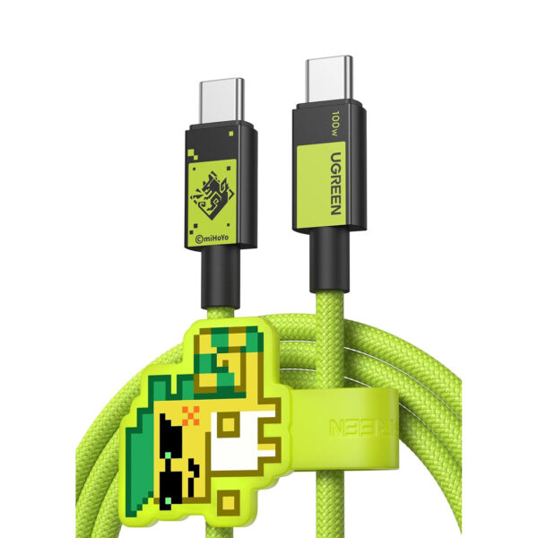 Cable Ugreen USB-C a USB-C 5A/100W Carga Rapida Genshin Impact 1m Verde L512-45063GI - Imagen 2