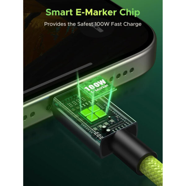 Cable Ugreen USB-C a USB-C 5A/100W Carga Rapida Genshin Impact 1m Verde L512-45063GI - Imagen 4