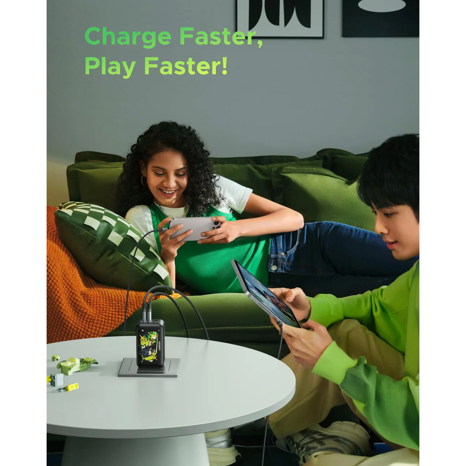 Cargador Rapido Ugreen GaN 65W 3 Puertos Edicion Genshin Impact Negro CD244-10334GI - Imagen 5