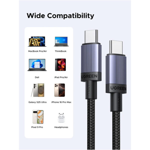 Cable Ugreen USB-C a USB-C 5A/100W Carga Rapida 1m Negro L528-65832 - Imagen 2