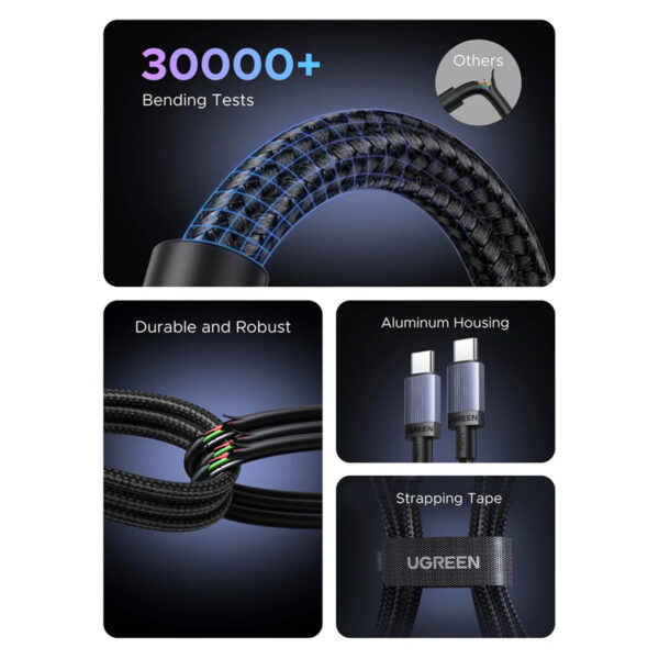 Cable Ugreen USB-C a USB-C 5A/100W Carga Rapida 1m Negro L528-65832 - Imagen 5