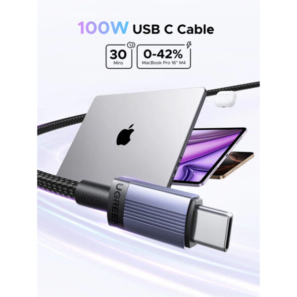 Cable Ugreen USB-C a USB-C 5A/100W Carga Rapida 1m Negro L528-65832 - Imagen 6
