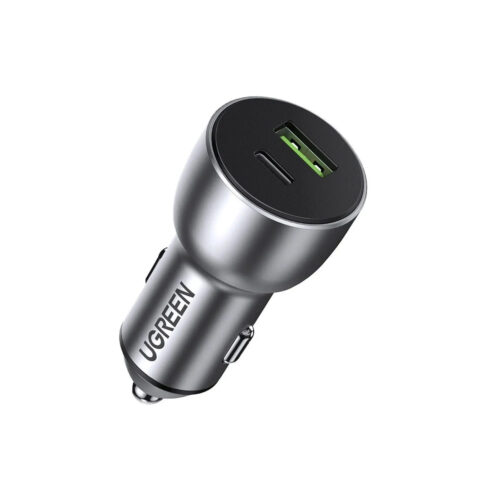 Cargador Ugreen Para Auto Carga Rapida 52.5W USB-C + USB-A QC Negro CD213-60980