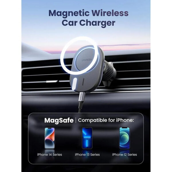 Cargador Inalambrico Magnetico Ugreen Para Auto 15W Negro 15120 - Imagen 3