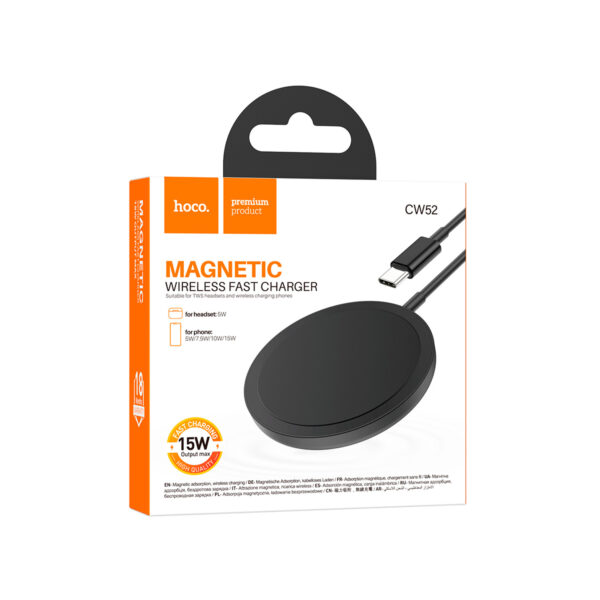 Cargador Magnetico Inalambrico Hoco Carga Rapida 15W Negro - Imagen 4
