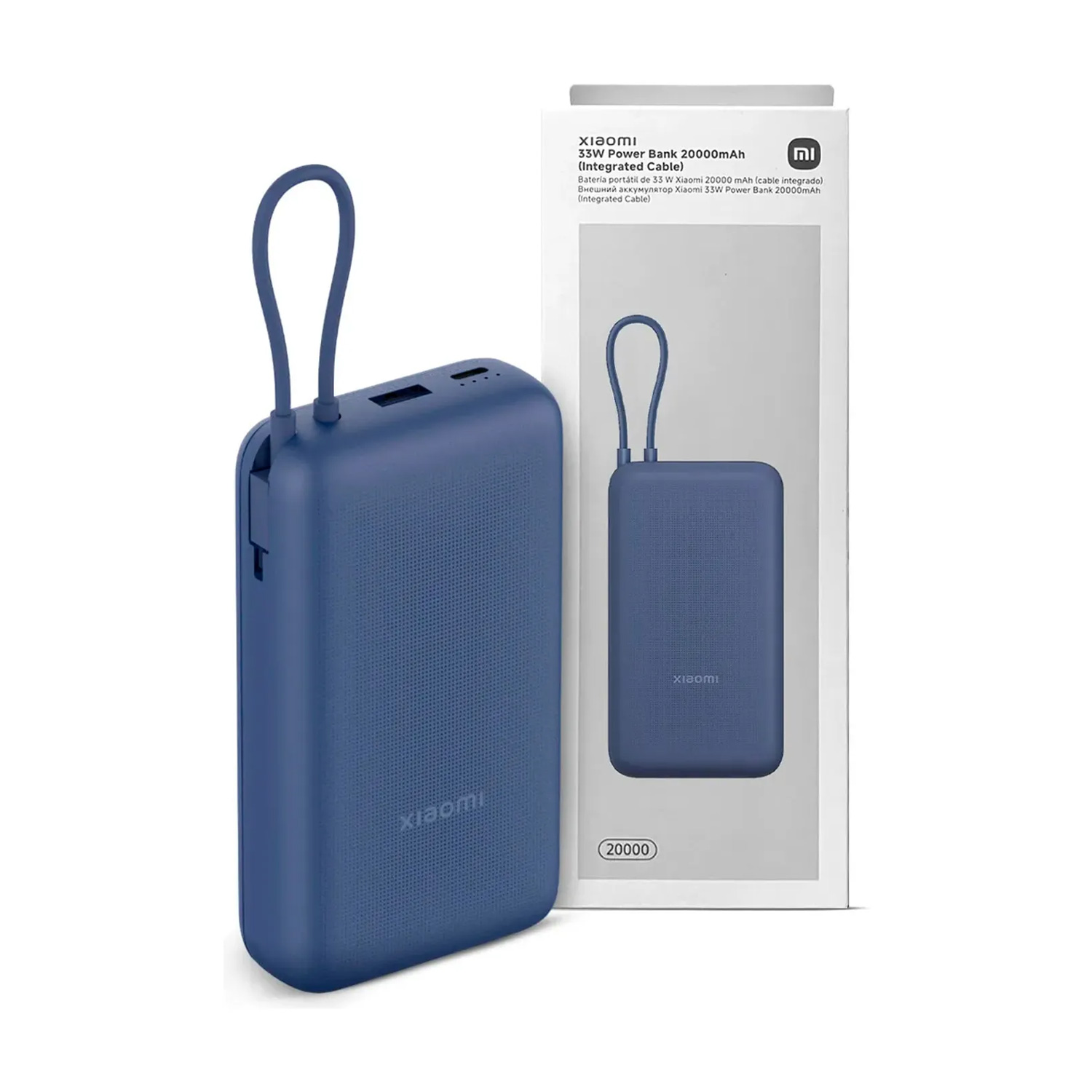 Power Bank Xiaomi 33W 20000mAh con Cable Integrado Azul - Imagen 4