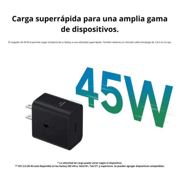 Cargador Samsung 45W USB-C a USB-C EP-T4511 Black - Imagen 3