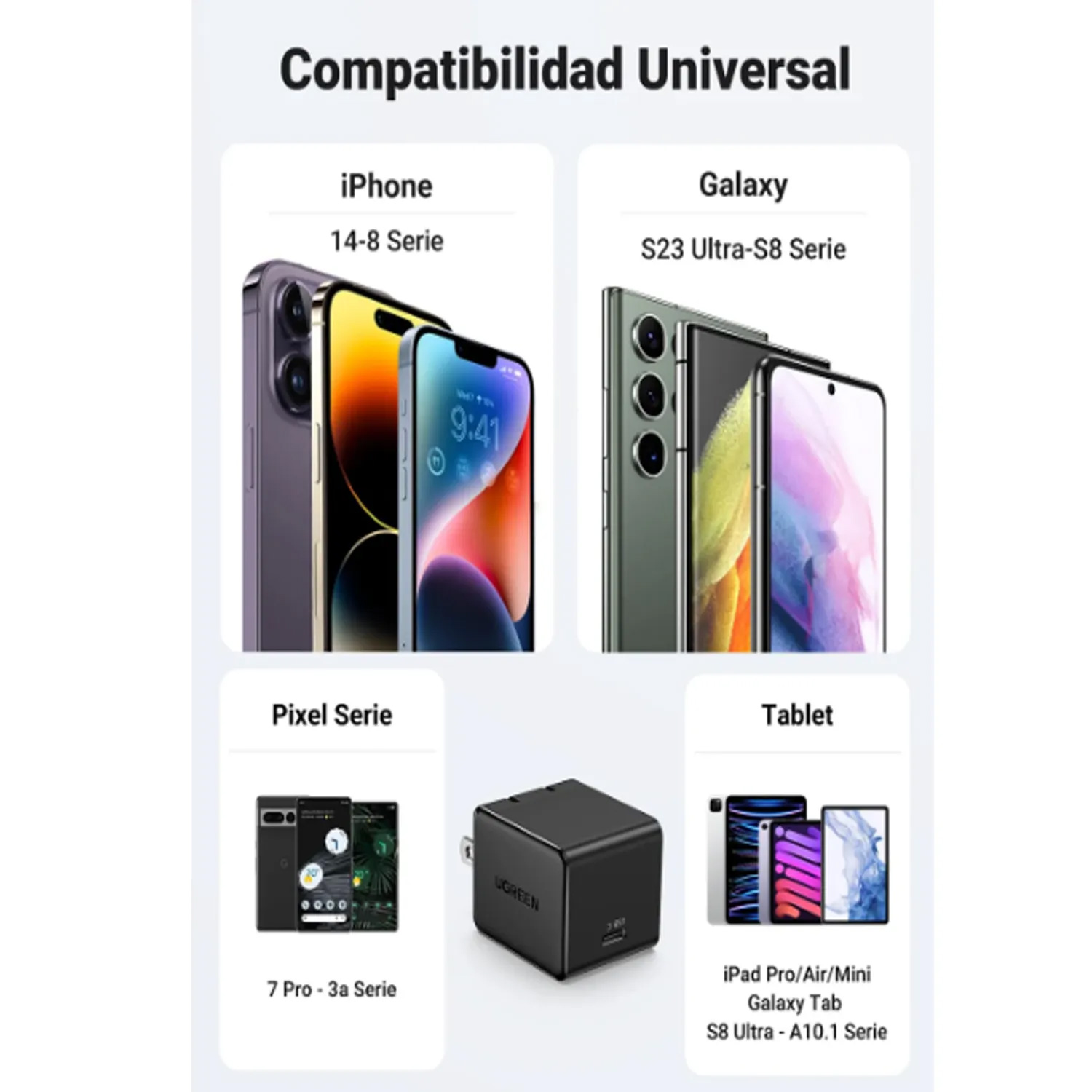 Cargador Ugreen Carga Rapida + Cable USB-C 25W Negro 50576 - Imagen 4