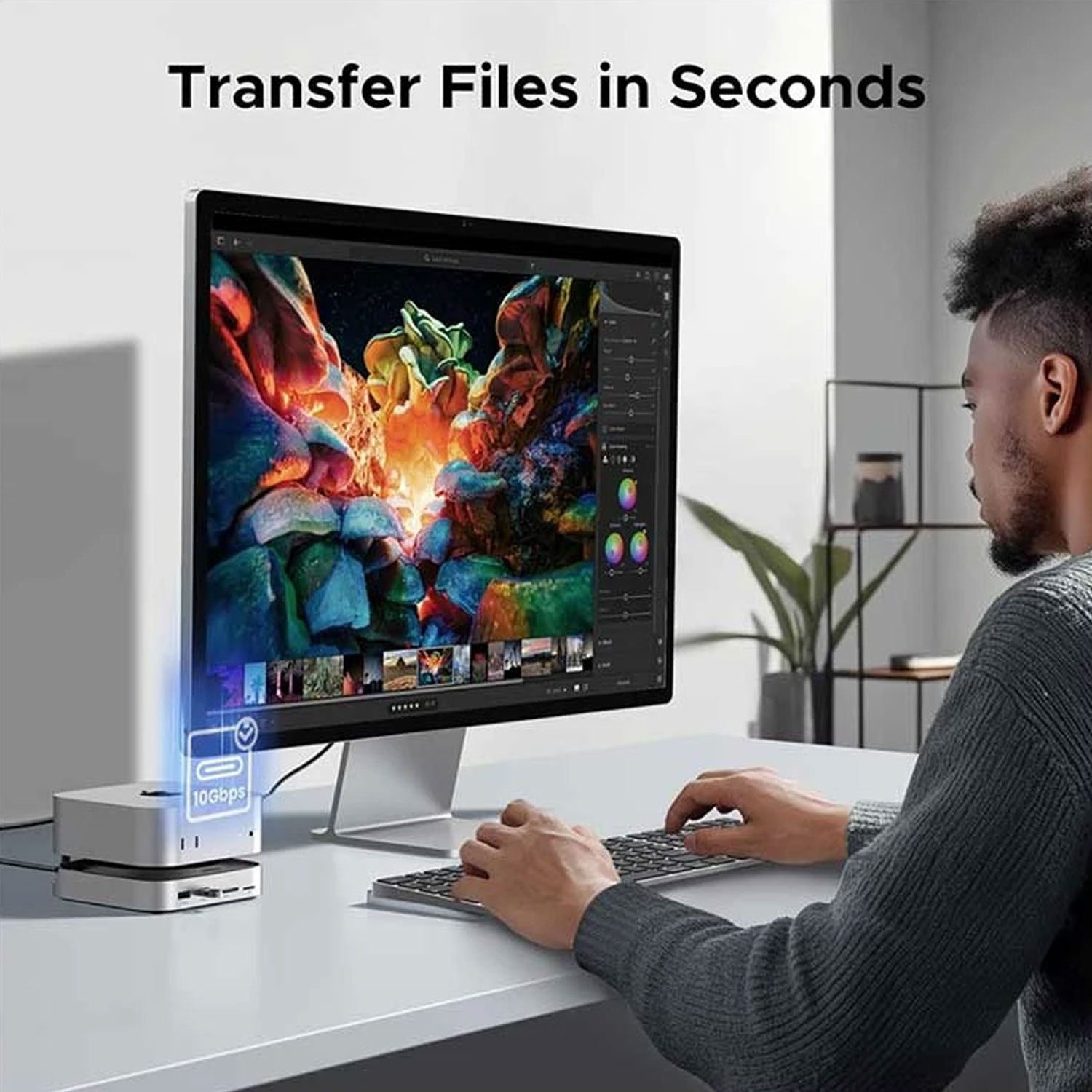 Docking Ugreen Mac Mini M4 USB-C 8 en 1 SSD NVMe 10Gbps CM841-65487 Blanco - Imagen 5