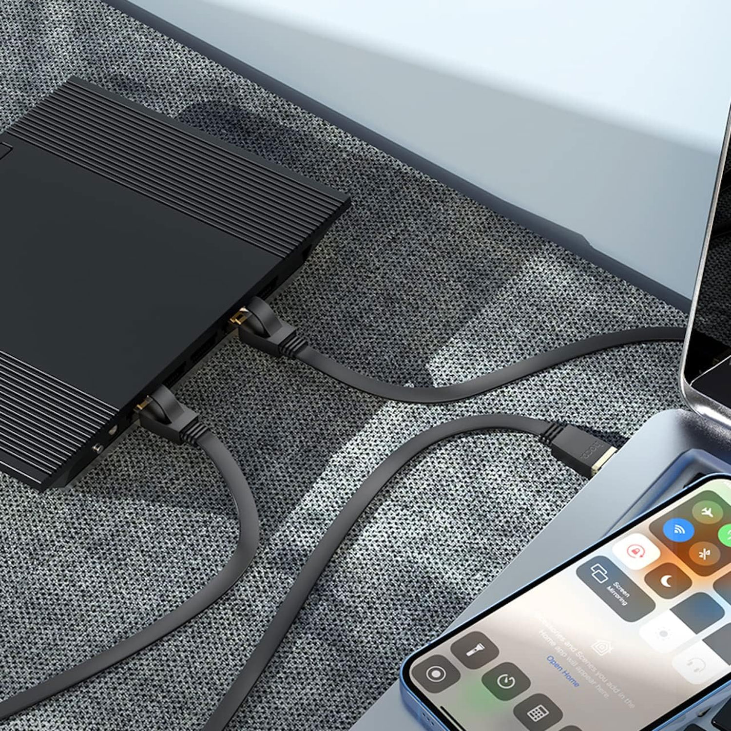 Cable De Red Hoco Cat6 Plano Cobre Puro RJ45 10m Negro - Imagen 5