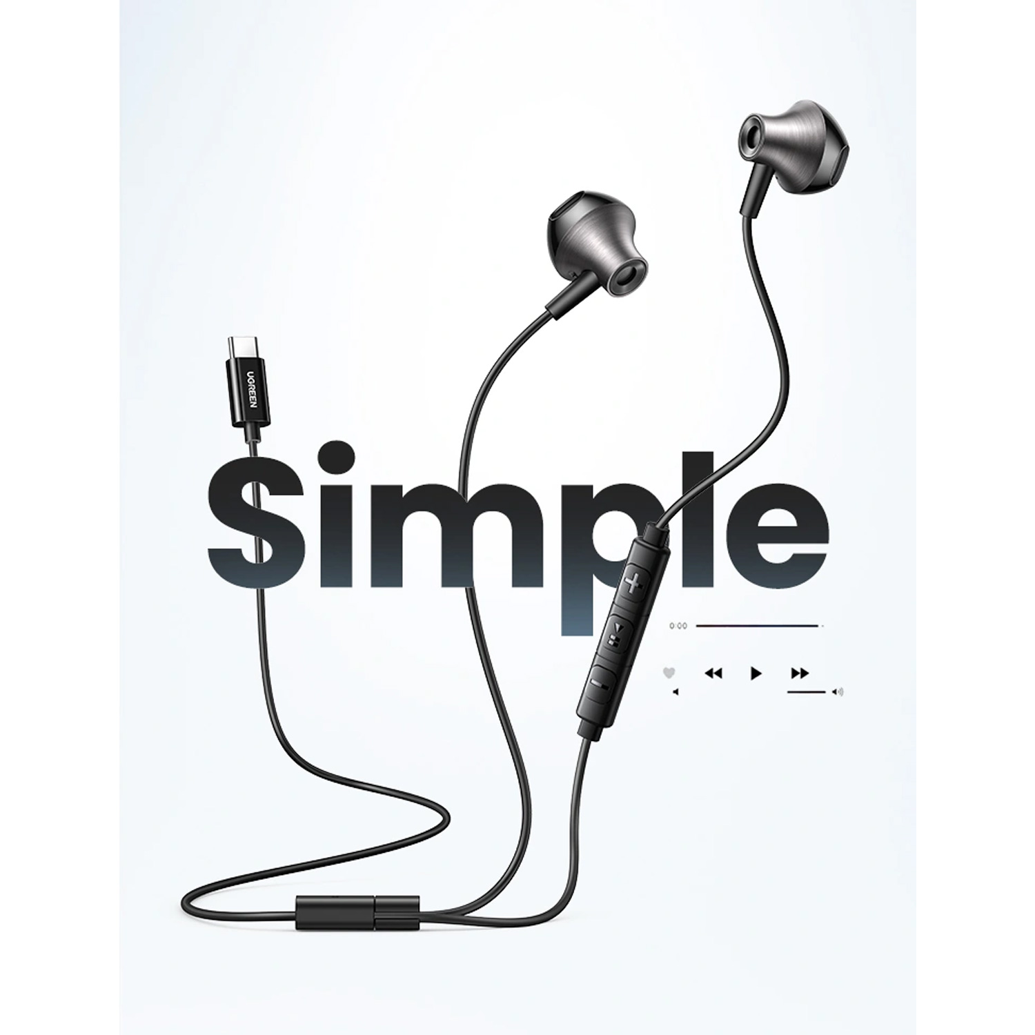 Audifonos Ugreen con Conector USB-C EP106 35756 Negro - Imagen 3