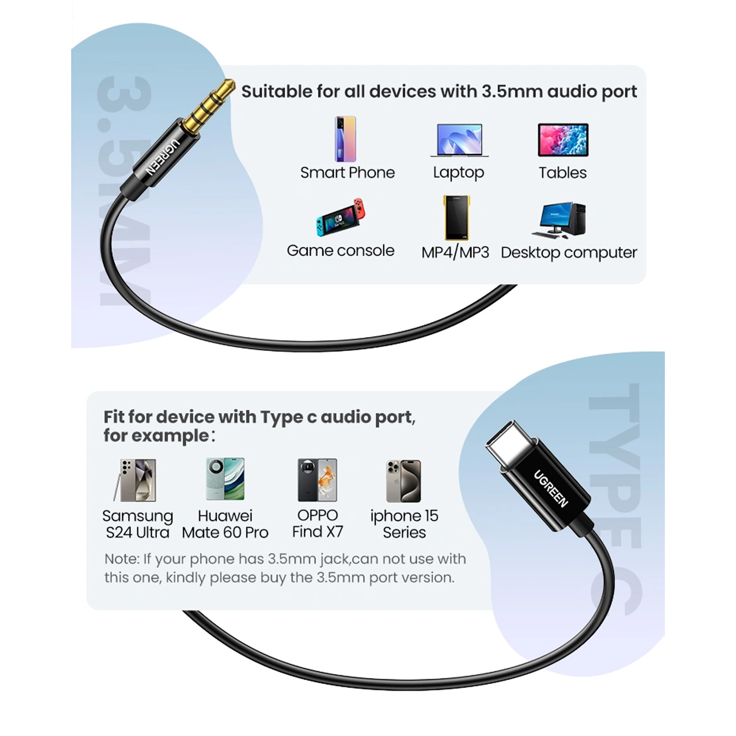 Audifonos Ugreen con Conector USB-C EP106 35756 Negro - Imagen 6