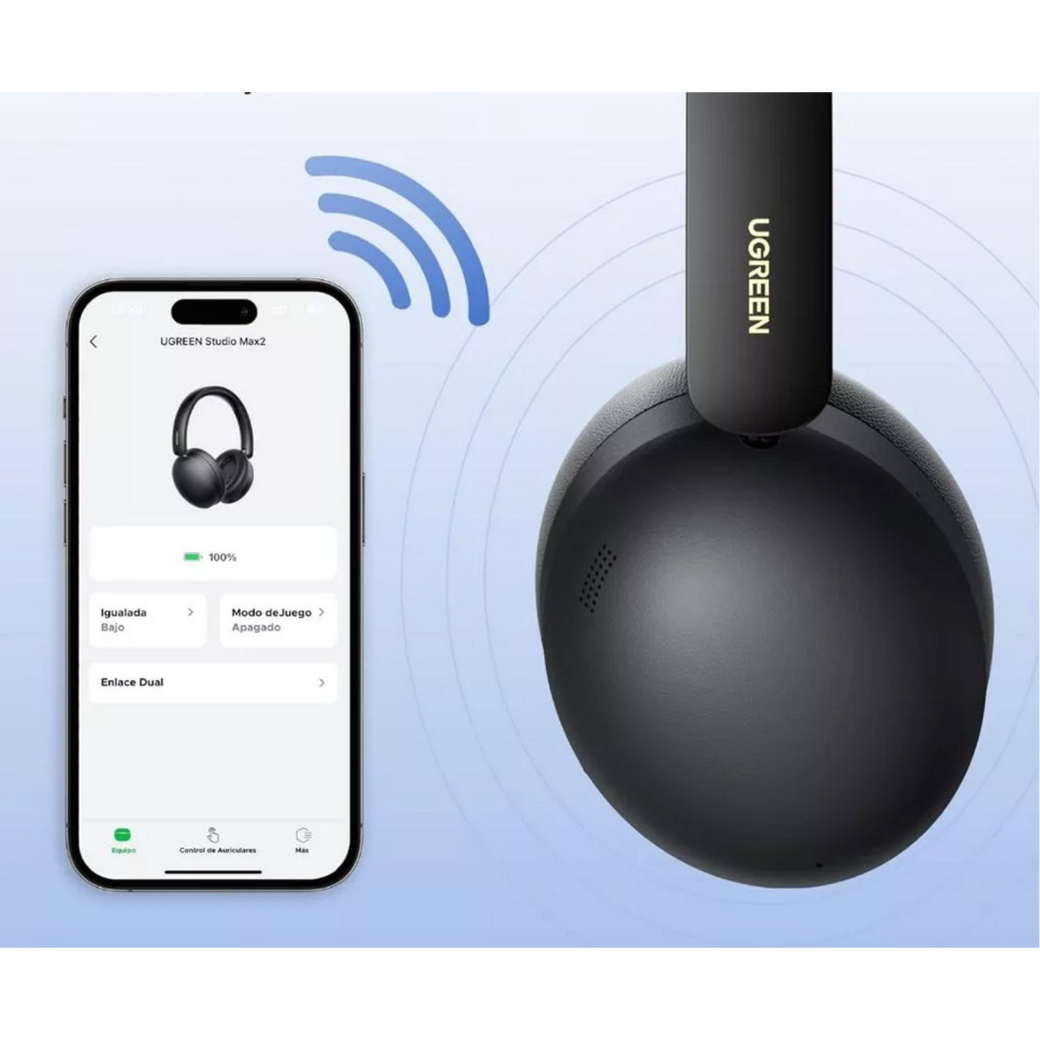 Audifonos Ugreen Studio Max2 Wireless Bluetooth HP205 45018 Black - Imagen 5