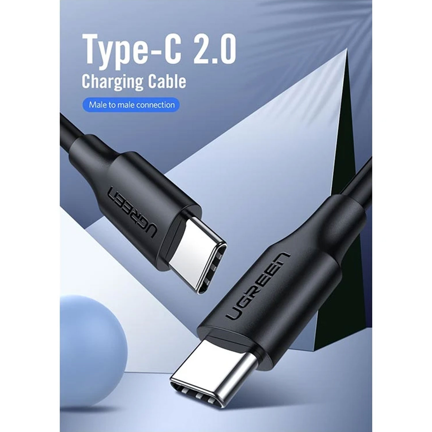 Cable Ugreen USB 2.0 Type-C a Type-C 1.5M 60W Negro US286 50998 - Imagen 2
