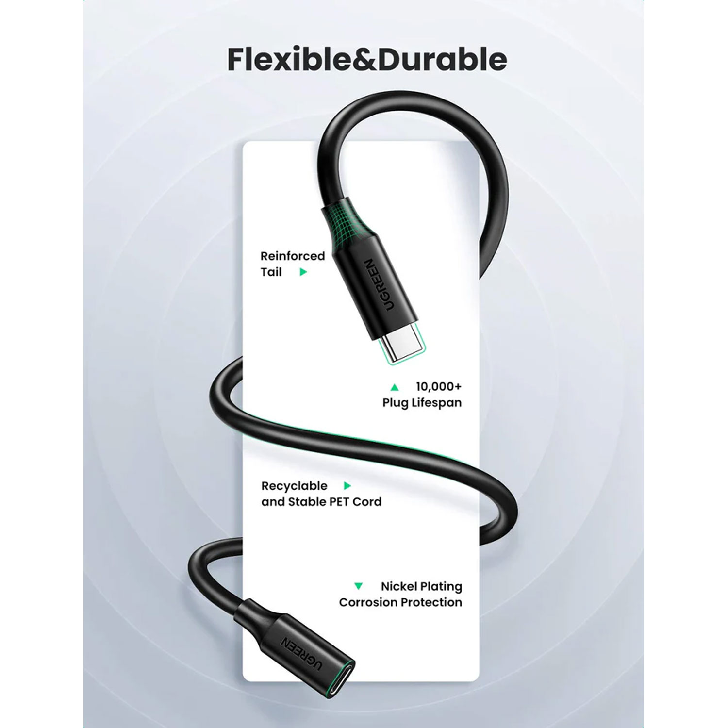 Cable Extensor Ugreen USB-C/M a USB-C/H Gen2 1M Negro US353 10387 - Imagen 5