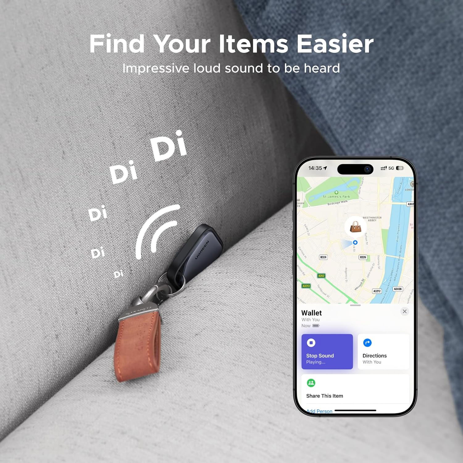 Localizador Ugreen Bluetooth Finetrack Smart Finder 5.3 55769P - Imagen 4