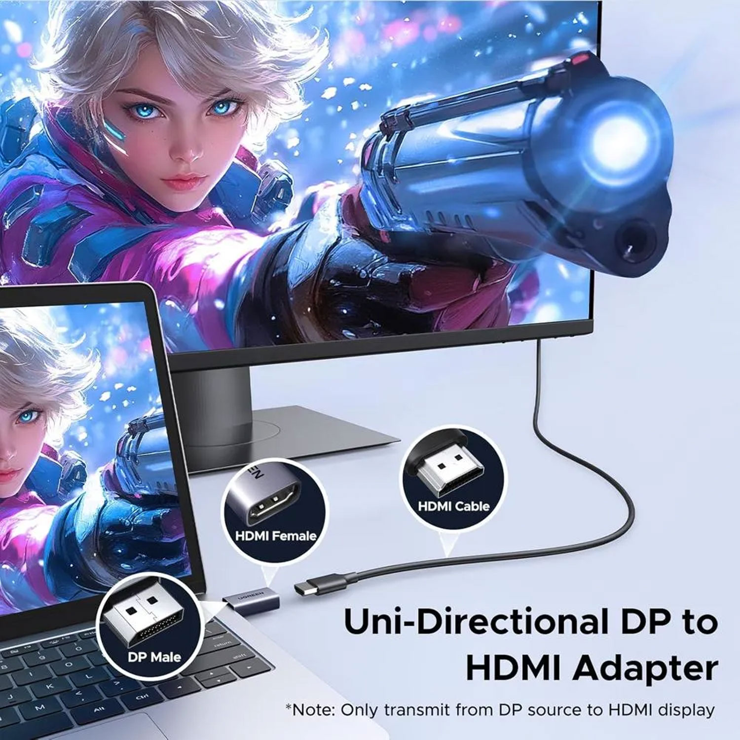 Adaptador Ugreen DisplayPort a HDMI Pack x2 4K Aluminio 55935 - Imagen 3