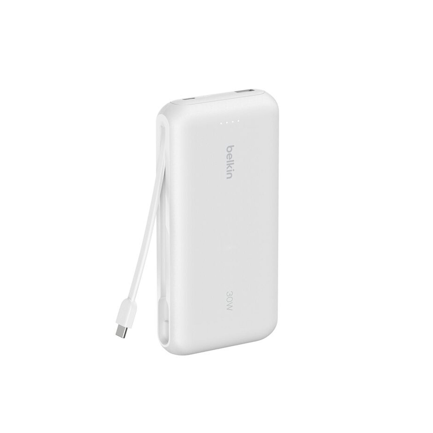 Power Bank Belkin Bpb024 20000Mah 30W Pd Con Cable Usb-C Integrado Blanco - Imagen 2