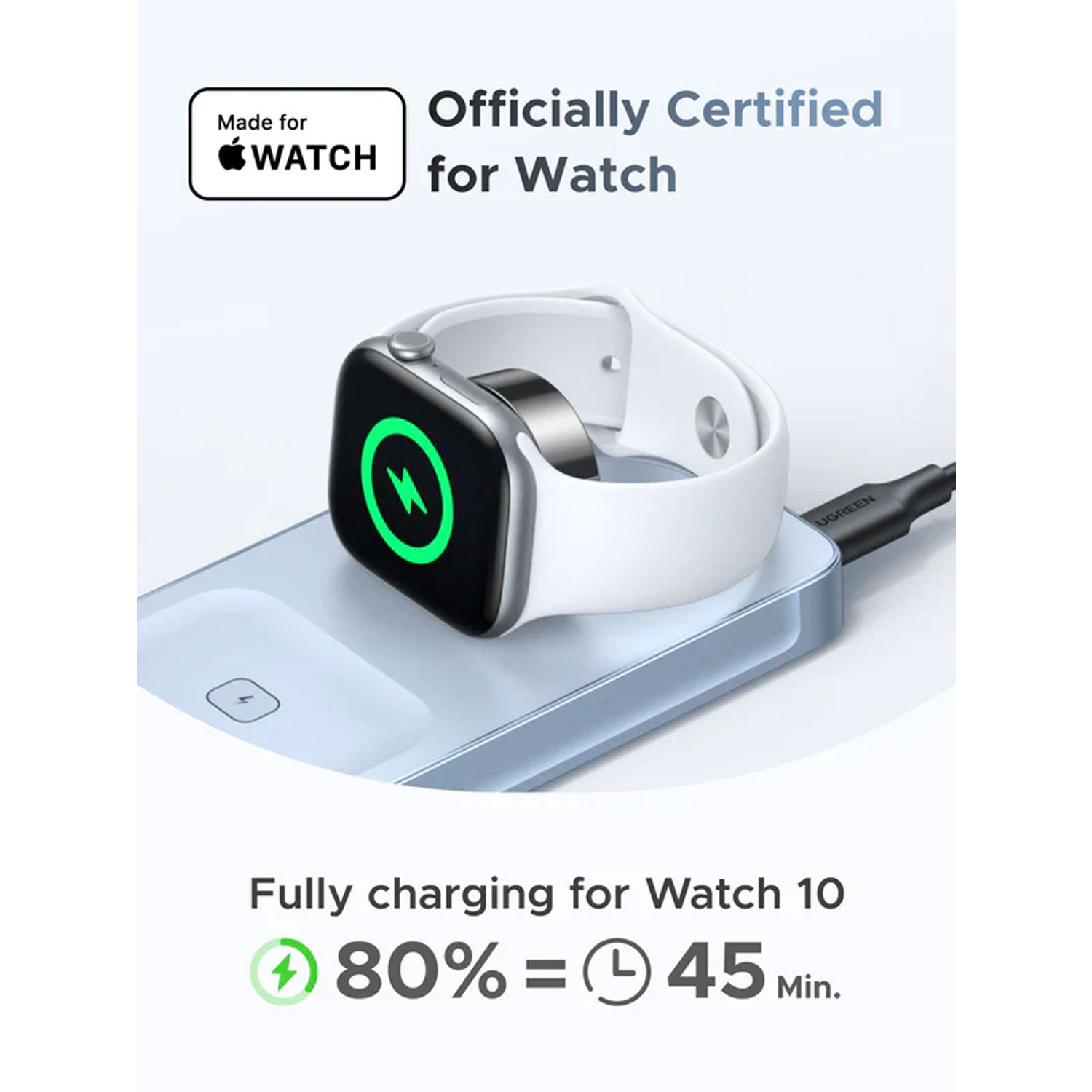 Cargador UGREEN 3 en 1 MagFlow 25W Qi2 Magsafe Inalámbrico Magnético Plegable W757 - 65901 - Imagen 6